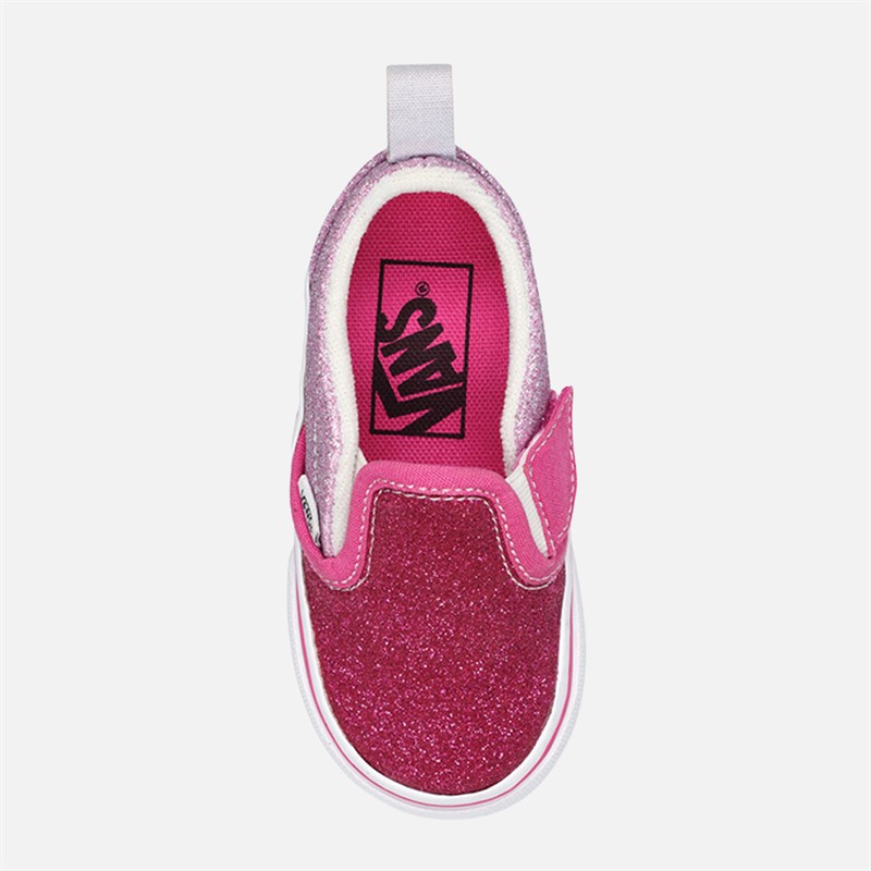 Vans Infant Girls Slip-On Glitter Trainers Raspberry Rose