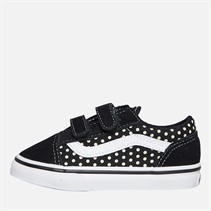 Vans Infant Girls Old Skool Velcro Polka Dot Trainers Floral Black
