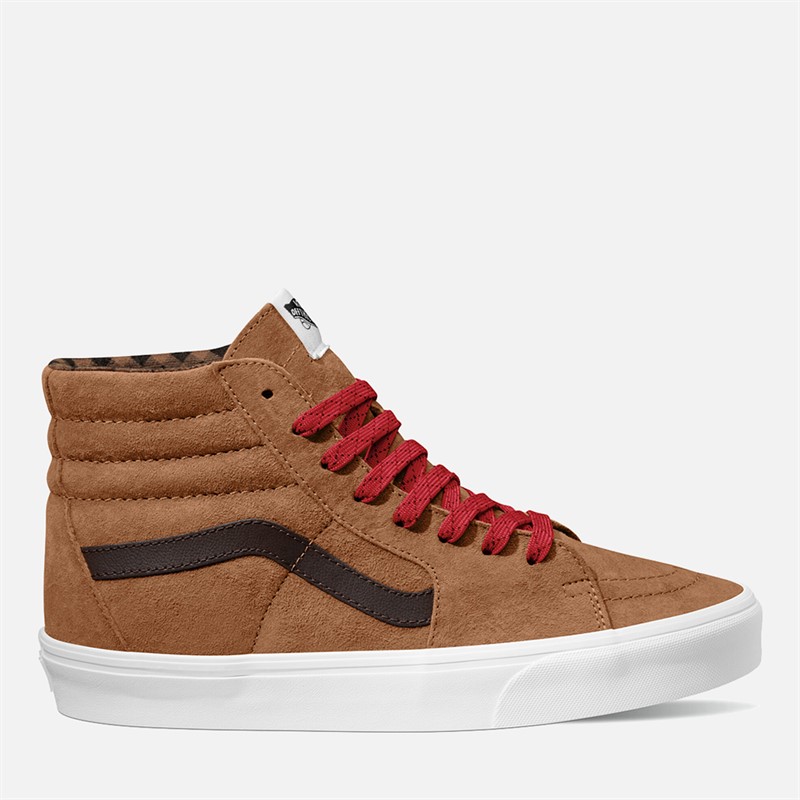 Vans SK8-Hi Pig Suede Plaid Trainers Glazed Ginger - Size 9.5