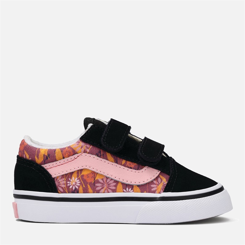 Vans Infant Girls Old Skool Velcro Floral Trainers Mauvewood