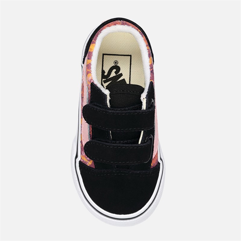 Vans Infant Girls Old Skool Velcro Floral Trainers Mauvewood