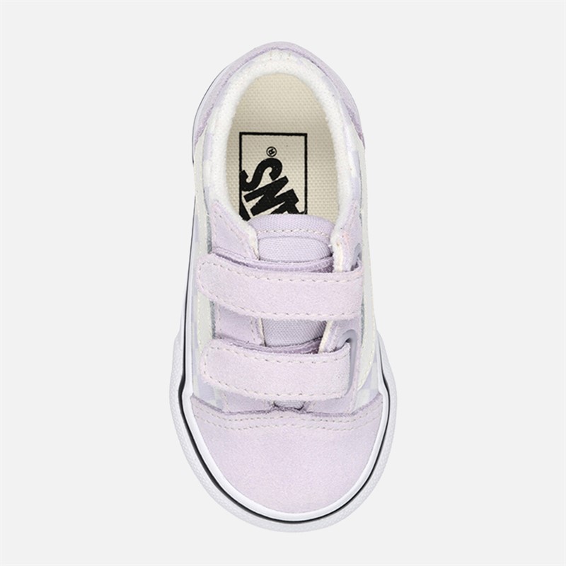 Vans Infant Old Skool Velcro Checkerboard Colour Theory Trainers Lilac Mist