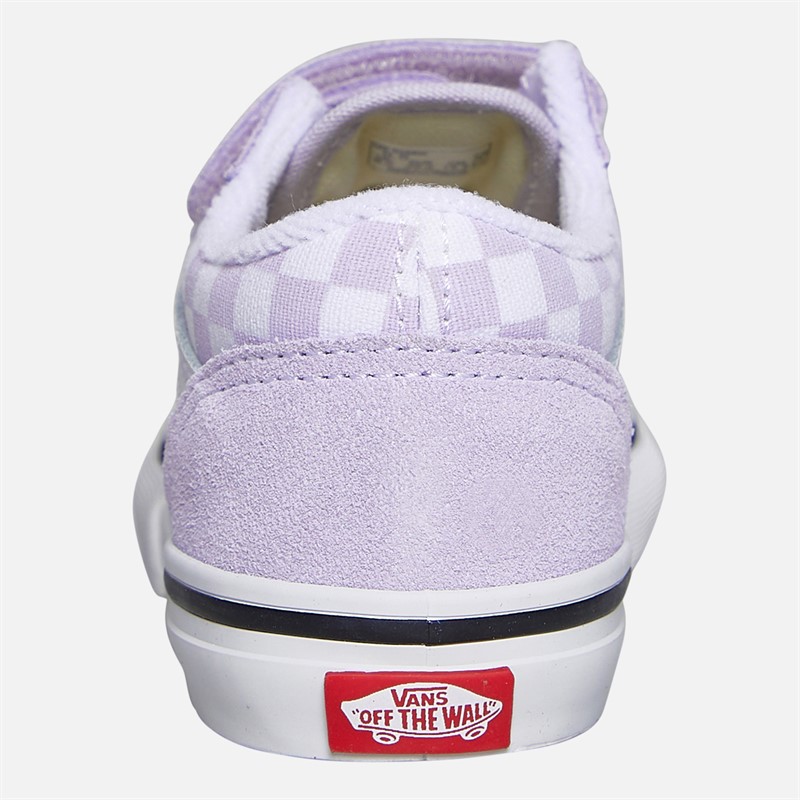 Vans Infant Old Skool Velcro Checkerboard Colour Theory Trainers Lilac Mist
