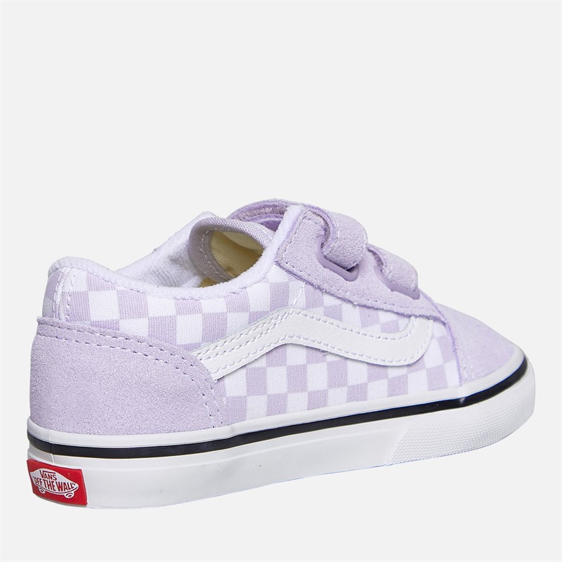 Vans Infant Old Skool Velcro Checkerboard Colour Theory Trainers Lilac Mist