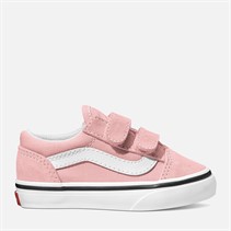 Vans Infant Old Skool Velcro Trainers Powder Pink/True White