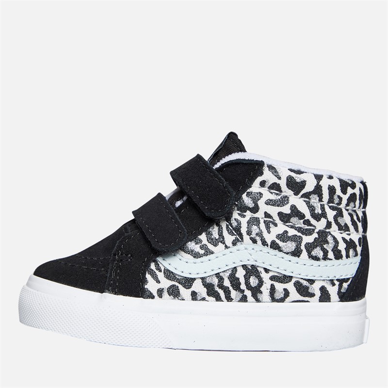 Vans Infant Girls Sk8-Mid Reissue Velcro Leopard Trainers Pastel Blue