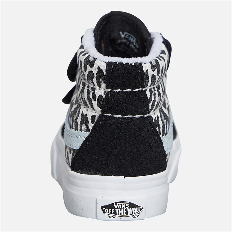 Vans Infant Girls Sk8-Mid Reissue Velcro Leopard Trainers Pastel Blue