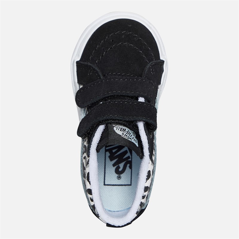 Vans Infant Girls Sk8-Mid Reissue Velcro Leopard Trainers Pastel Blue