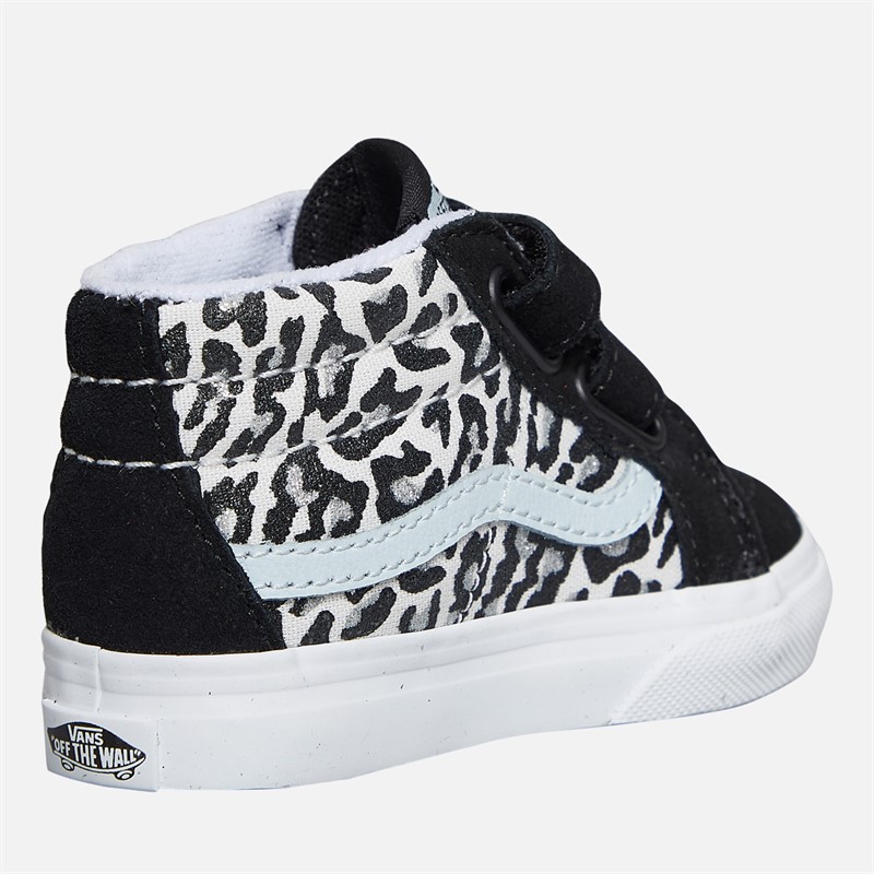 Vans Infant Girls Sk8-Mid Reissue Velcro Leopard Trainers Pastel Blue