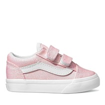 Vans Infant Girls Old Skool Velcro Glitter Trainers Pink/True White