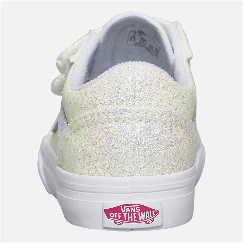 Vans Infant Girls Old Skool Velcro Glitter Trainers Pink/True White