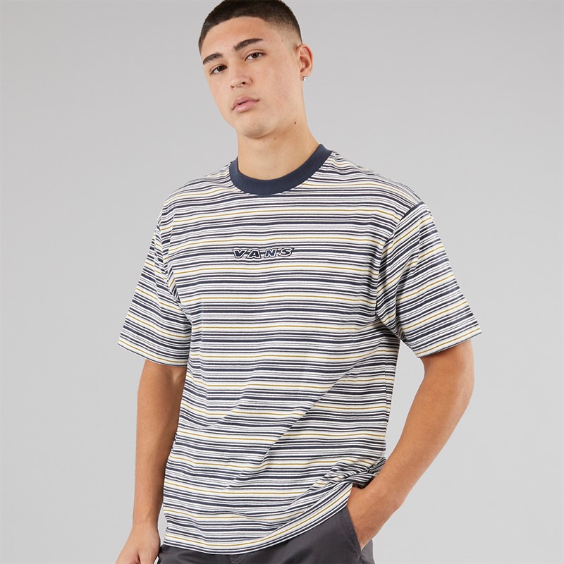 Vans Mens Cameron Stripe Knit T-Shirt Marshmallow