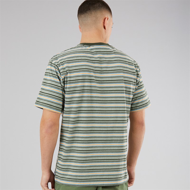 Vans Mens Cameron Stripe Knit T-Shirt Gray Olive