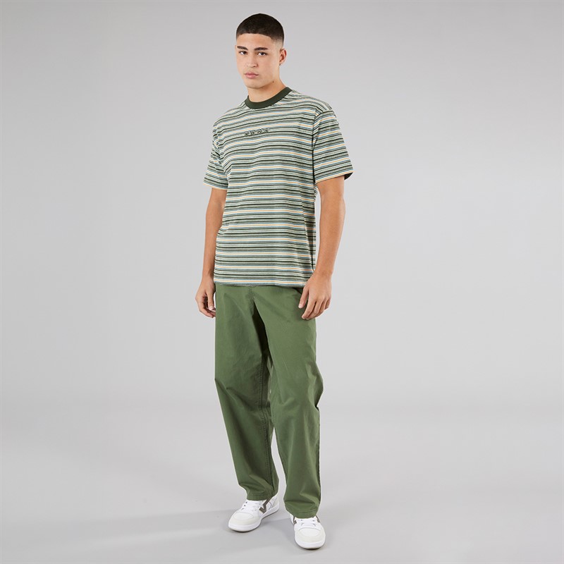 Vans Mens Cameron Stripe Knit T-Shirt Gray Olive