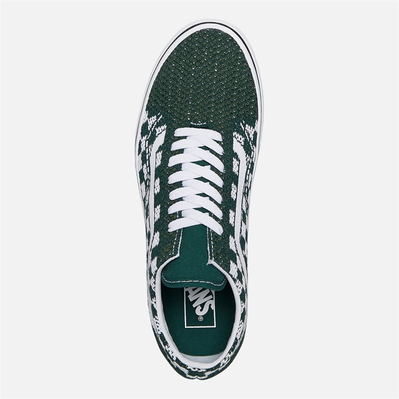 Vans Mens Old Skool EK Checkerboard Trainers Emerald/True White