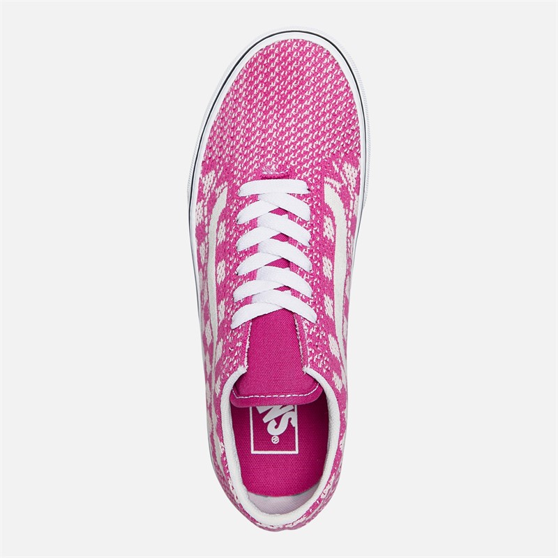 Vans Womens Old Skool EK Checkerboard Trainers Raspberry