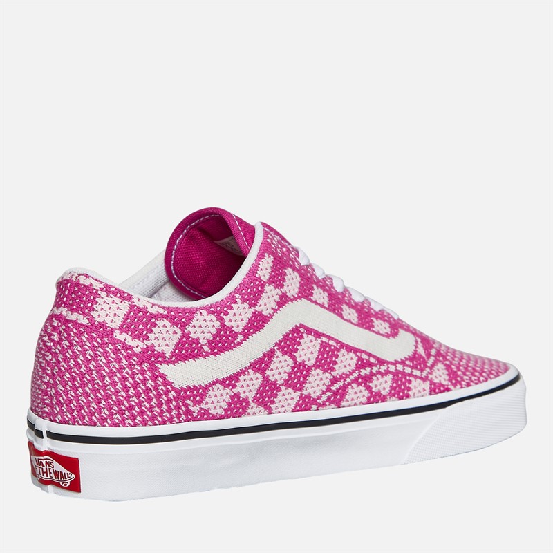 Vans Womens Old Skool EK Checkerboard Trainers Raspberry