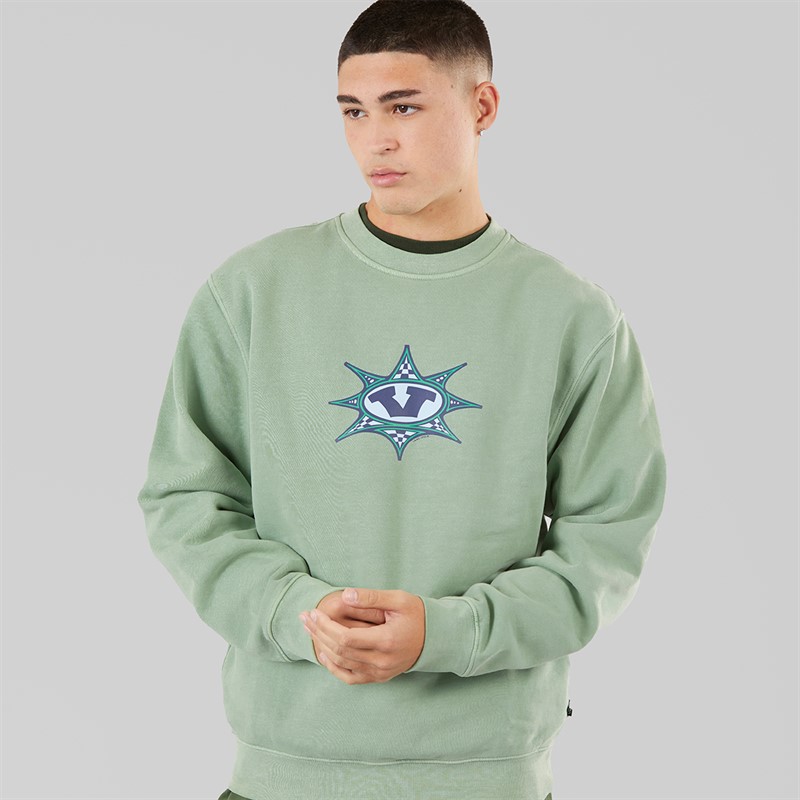 Vans Mens Star Checker Sweatshirt Gray Olive
