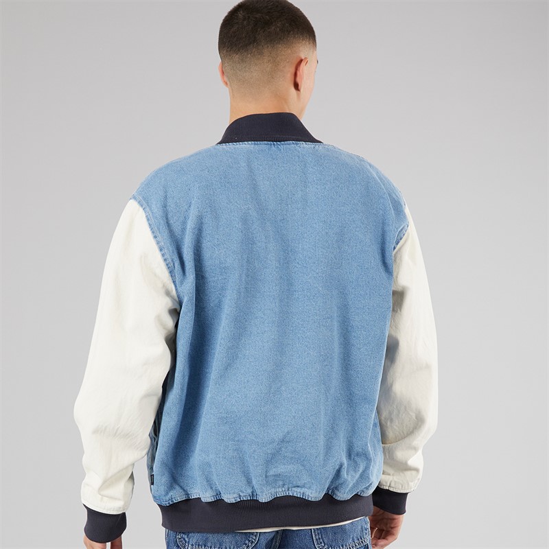 Vans Mens Denim Baseball Jacket Stonewash/Blue