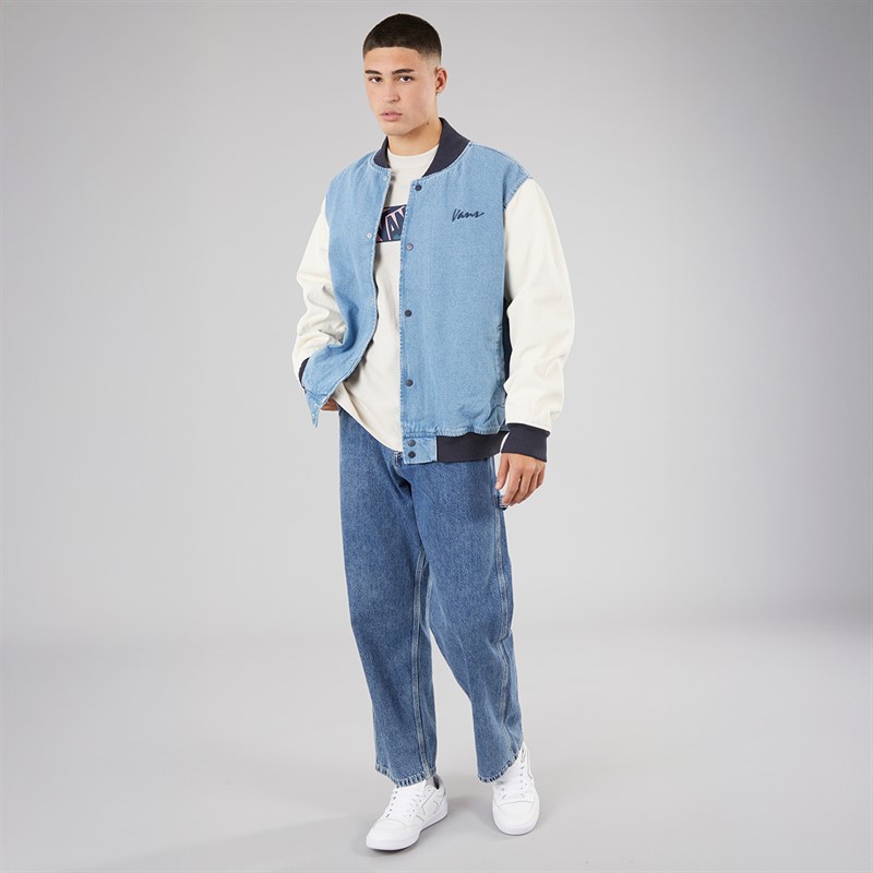Vans Mens Denim Baseball Jacket Stonewash/Blue