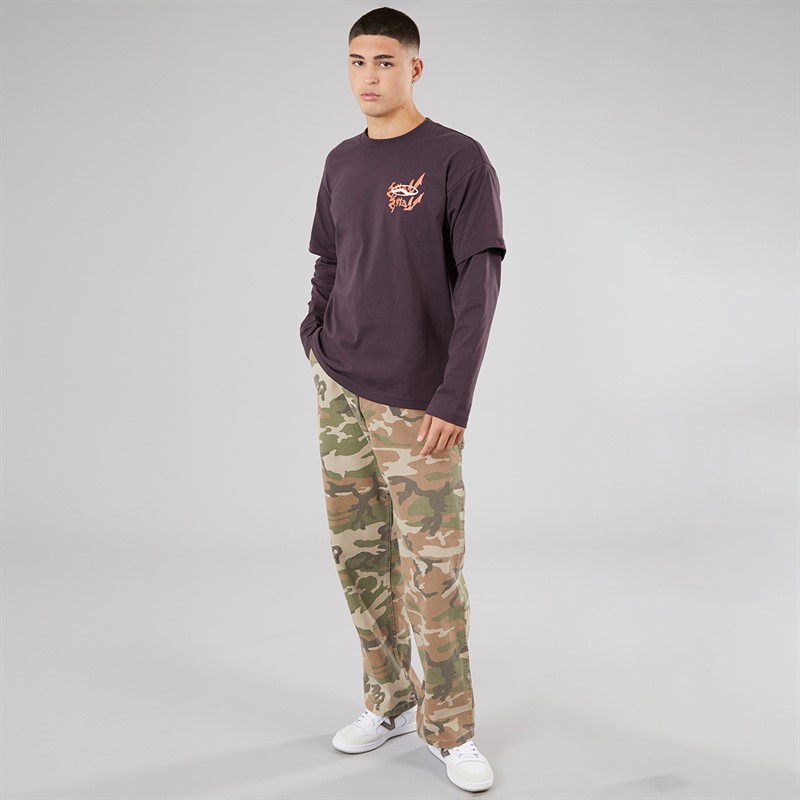 Vans Mens For Nothing Layered Long Sleeve T-Shirt Dark Port