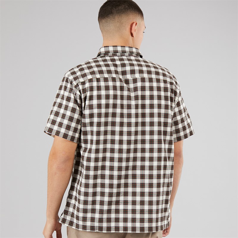 Vans Mens Monte Plaid Check Short Sleeve Shirt Egret
