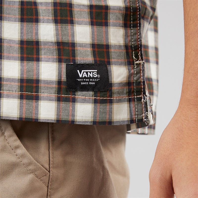 Vans Mens Monte Plaid Check Short Sleeve Shirt Egret