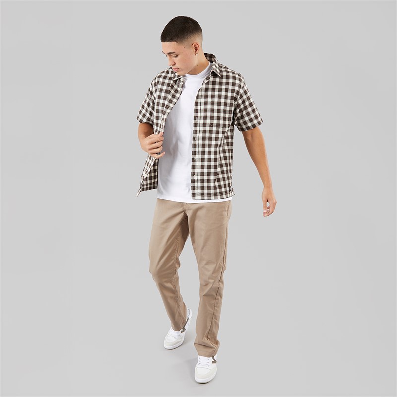 Vans Mens Monte Plaid Check Short Sleeve Shirt Egret