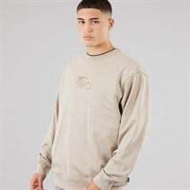 Vans Mens Blocked Box Logo Loose Sweatshirt Mushroom