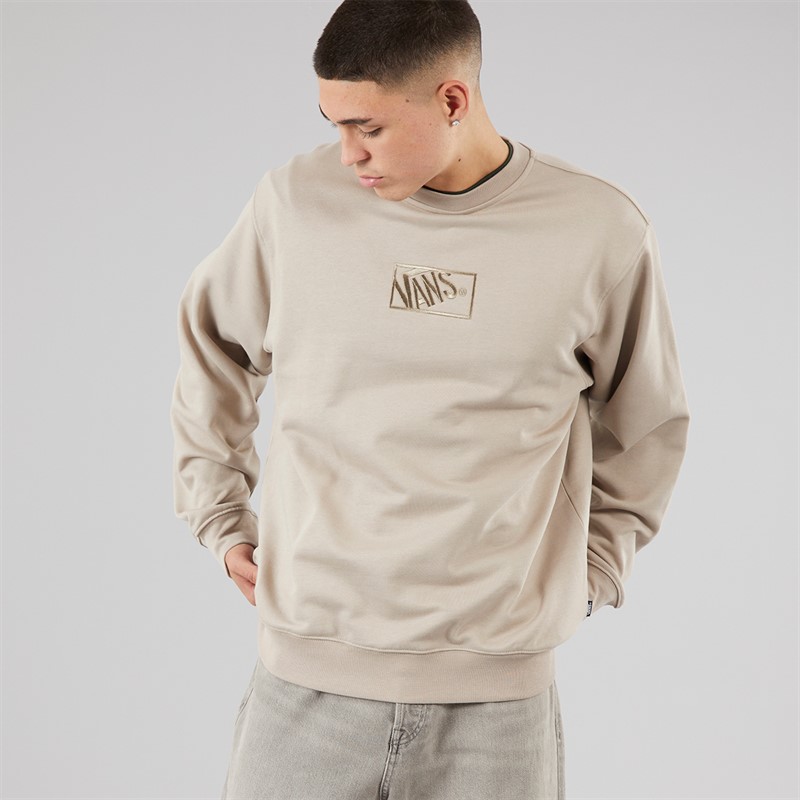 Vans Mens Blocked Box Logo Loose Sweatshirt Mushroom