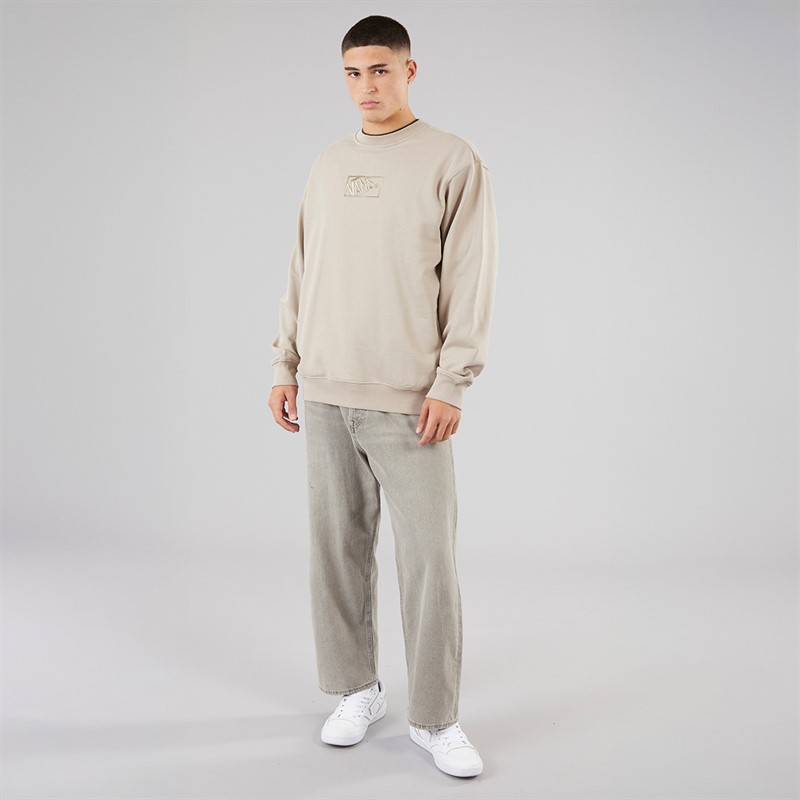 Vans Mens Blocked Box Logo Loose Sweatshirt Mushroom