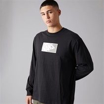 Vans Mens Original Standards Bloc Logo Long Sleeve T-Shirt Black/Drizzle