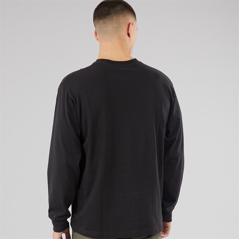 Vans Mens Original Standards Bloc Logo Long Sleeve T-Shirt Black/Drizzle
