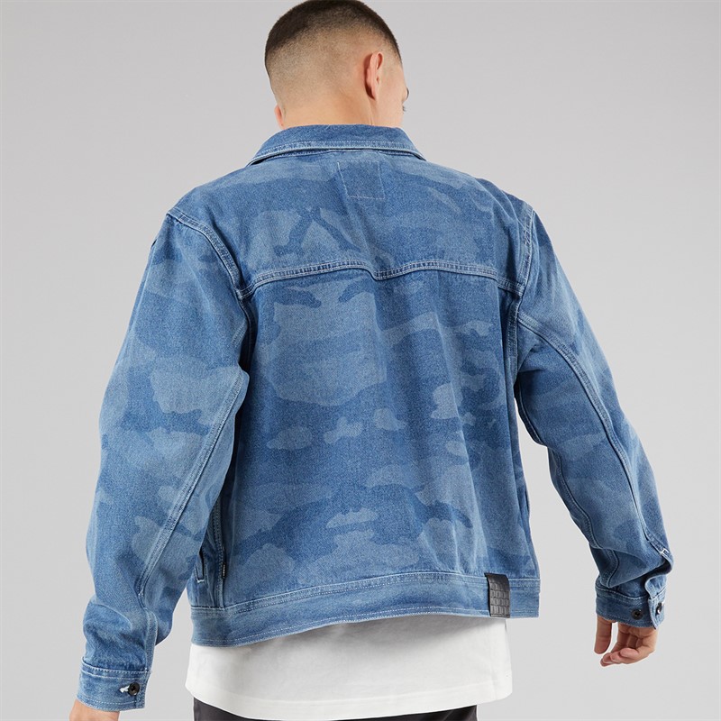 Vans Mens Camo Denim Trucker Jacket Stonewash/Blue
