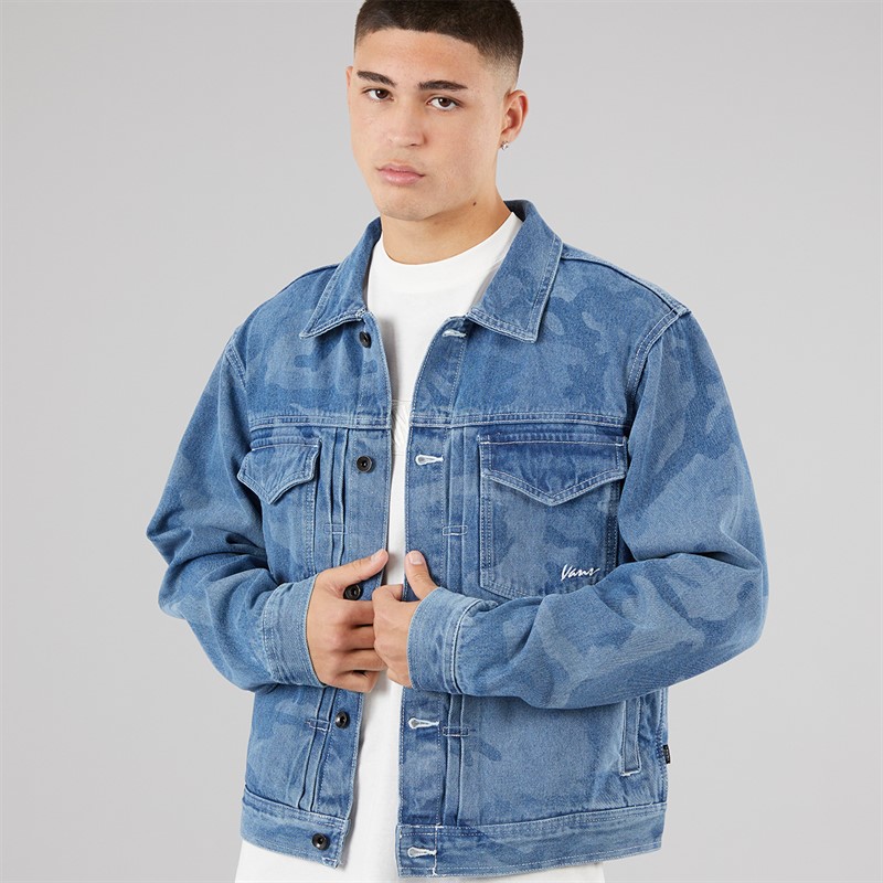 Vans Mens Camo Denim Trucker Jacket Stonewash/Blue