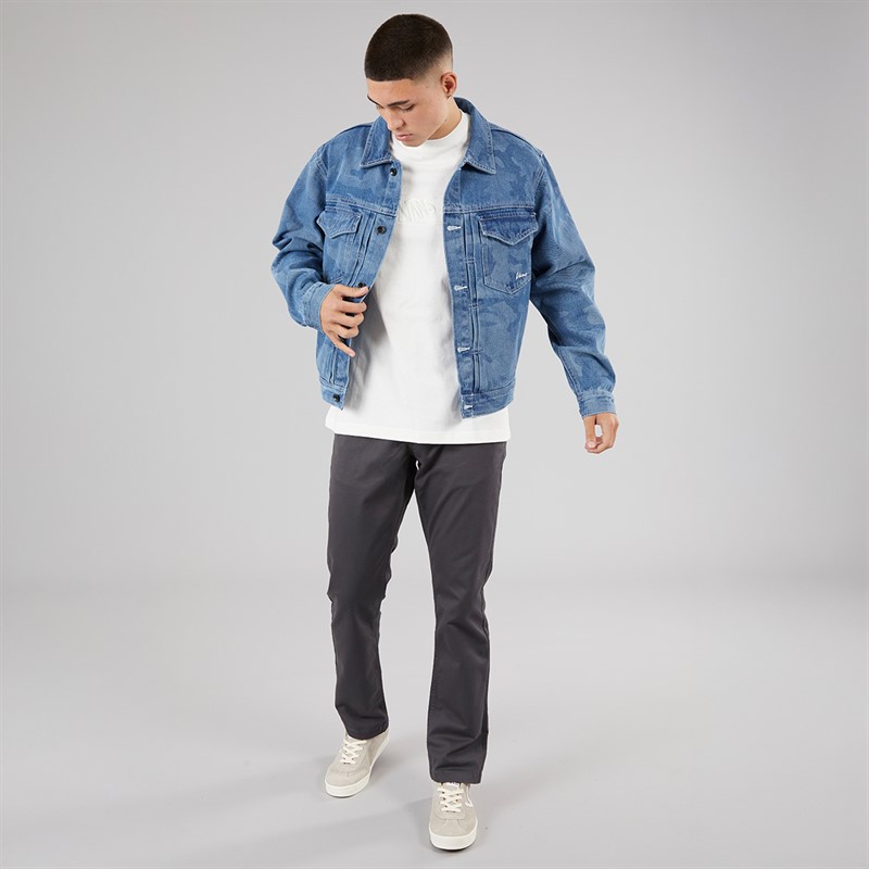 Vans Mens Camo Denim Trucker Jacket Stonewash/Blue