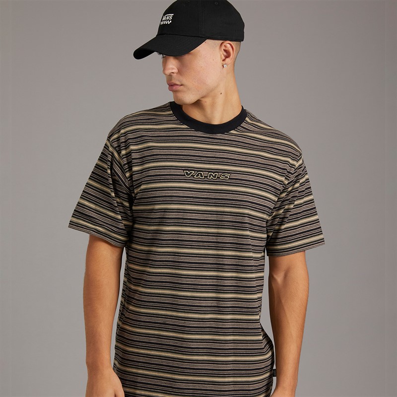 Vans Mens Cameron Stripe Knit T-Shirt Walnut - Size L