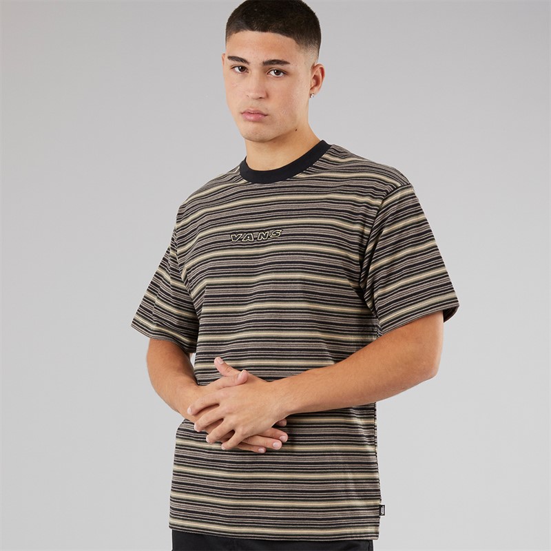 Vans Mens Cameron Stripe Knit T-Shirt Walnut