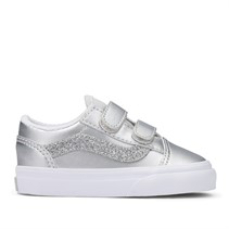Vans Infant Girls Old Skool Velcro Glitter Trainers Lunar Rock