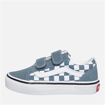 Vans Kids Old Skool Checkerboard Colour Theory Velcro Trainers Stormy Weather