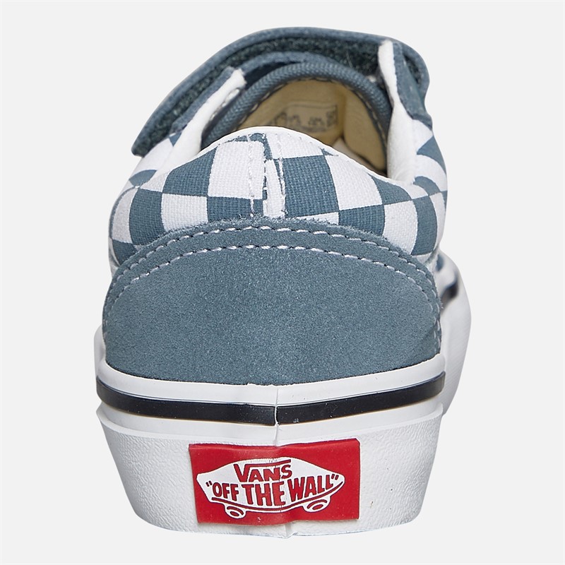 Vans Kids Old Skool Checkerboard Colour Theory Velcro Trainers Stormy Weather