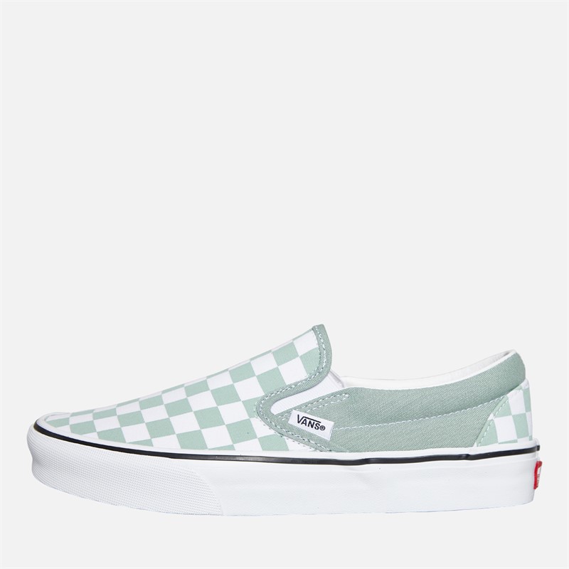 Vans Classic Checkerboard Slip-On Trainers Gray Olive