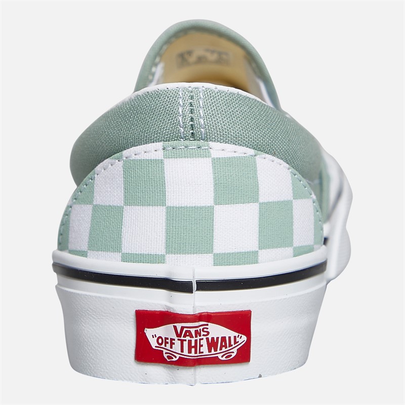 Vans Classic Checkerboard Slip-On Trainers Gray Olive
