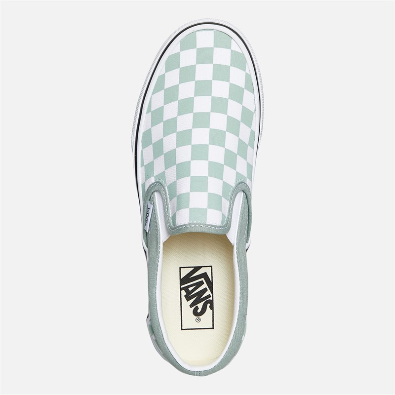 Vans Classic Checkerboard Slip-On Trainers Gray Olive