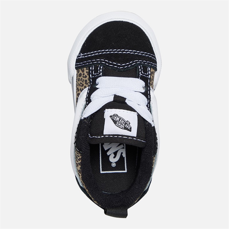 Vans Girls Knu Skool Elastic Lace Trainers Black/Leopard