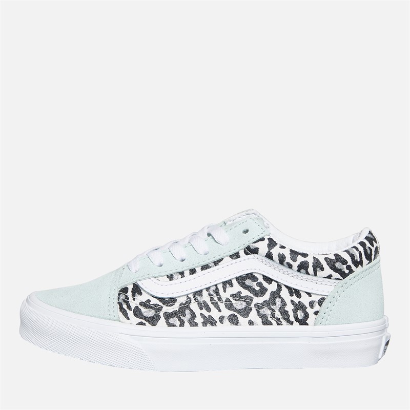 Vans Girls Old Skool Leopard Trainers Pastel Green