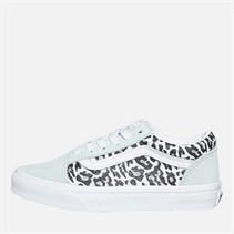 Vans Girls Old Skool Leopard Trainers Pastel Green