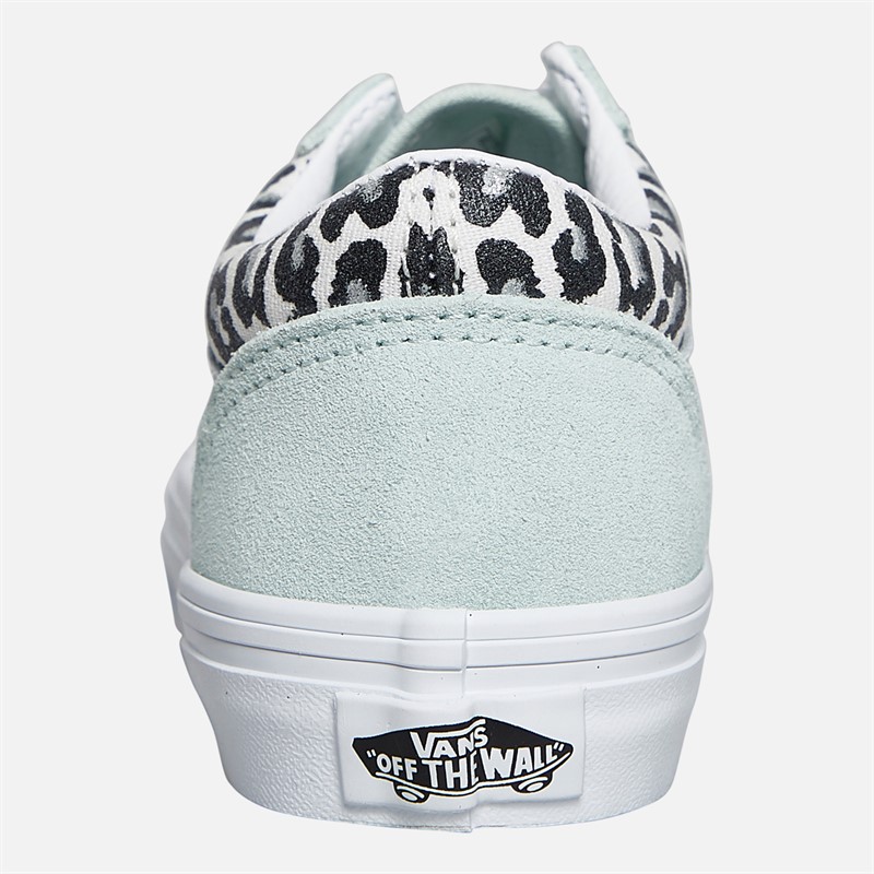 Vans Girls Old Skool Leopard Trainers Pastel Green