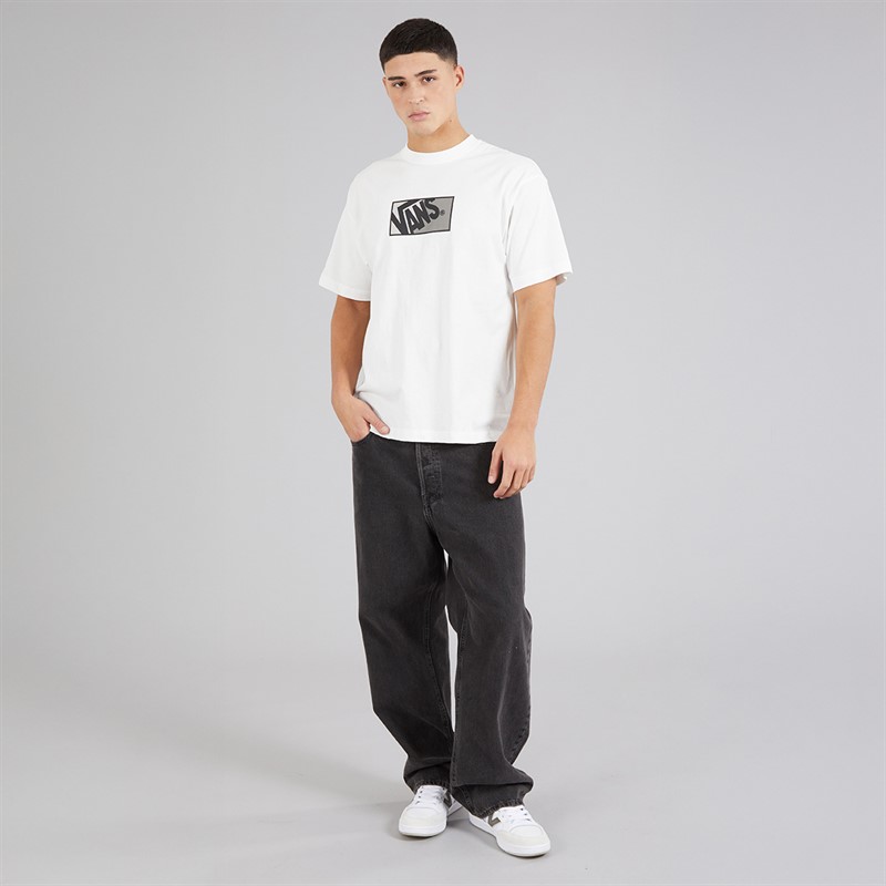 Vans Mens Original Standards Block Logo T-Shirt White/Drizzle