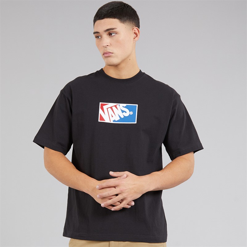 Vans Mens Original Standards Bloc Logo T-Shirt Black/Racing Red